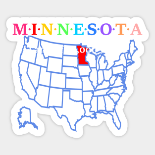 Minnesota, USA. North Star State. With Map. Sticker